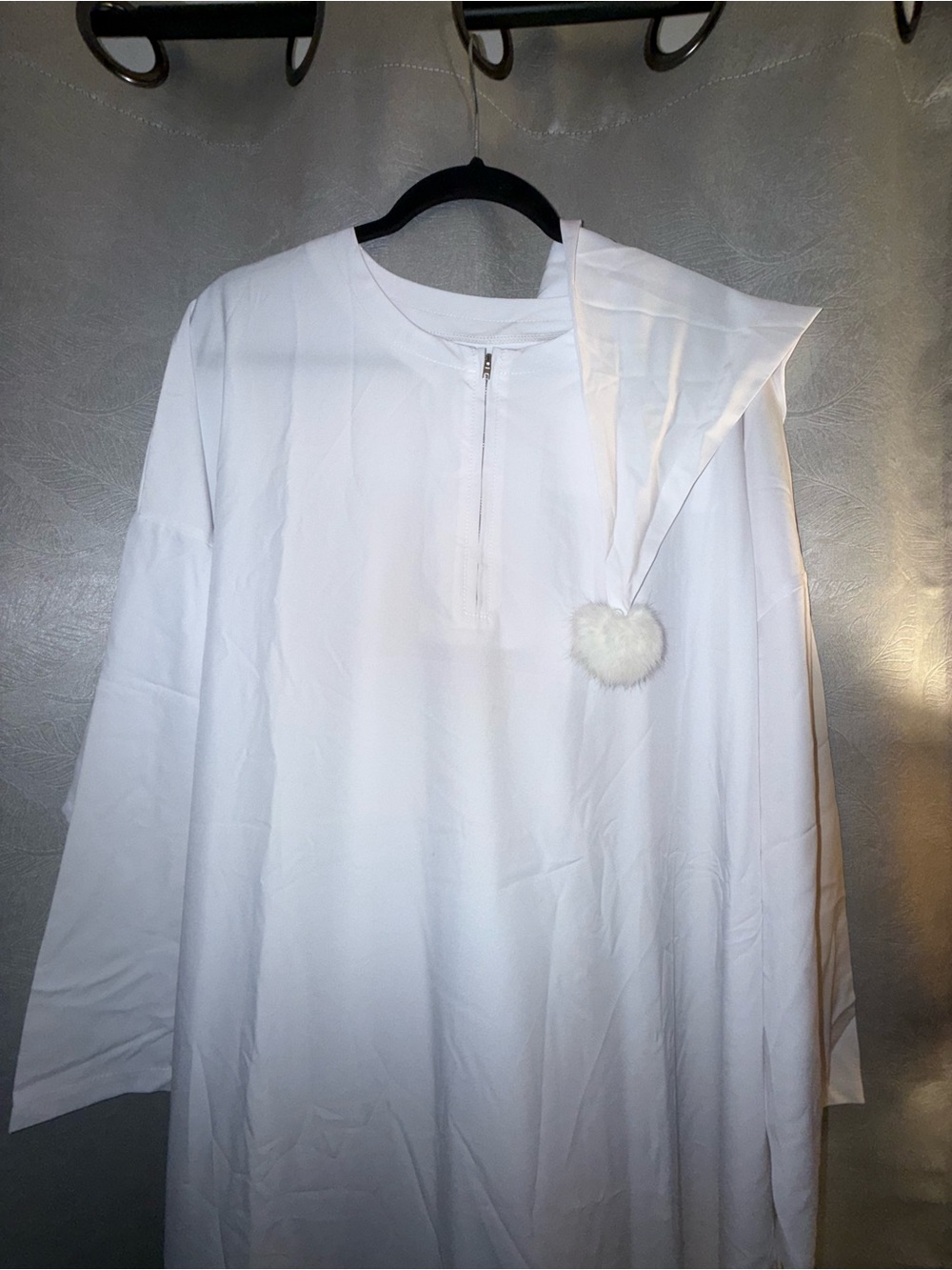 Men's Long-Sleeve Tunic with Hood and Pom-Pom Halloween Costume
